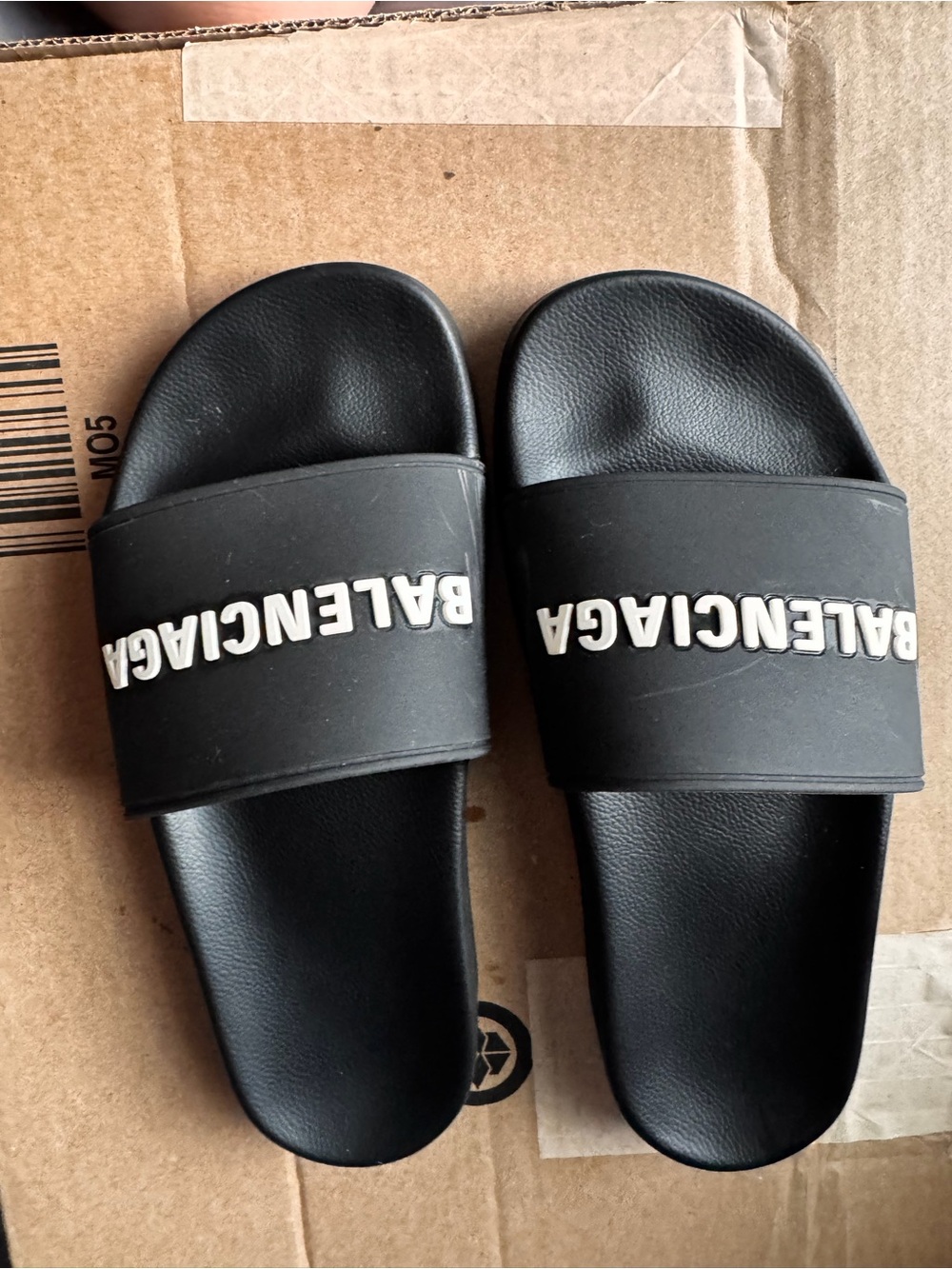 Balenciaga Black Logo Sliders